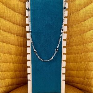 Elegant Silver Chain Necklace with Genuine Black Onyx Stones